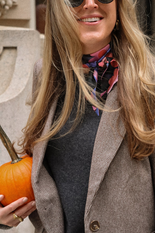 Abstract Blue Silk Scarf