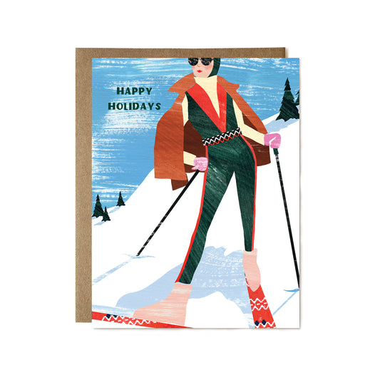 Happy Holidays Skier Card