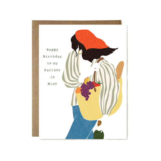 Partner in Wine Birthday Card