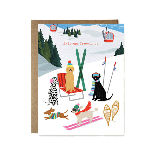 Aprés Dogs Skisons Greetings Card