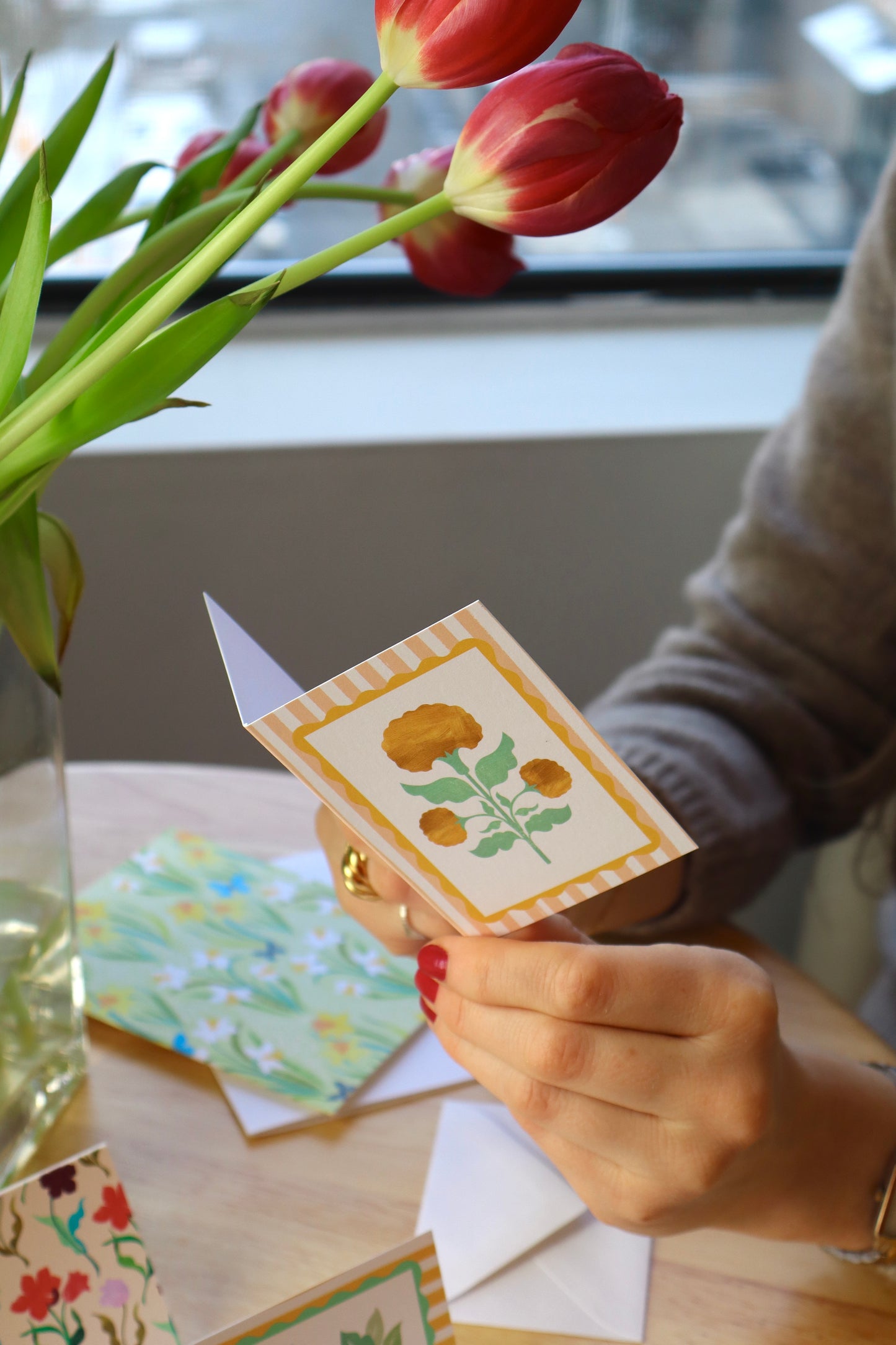 Mini Marigold Block Print Card