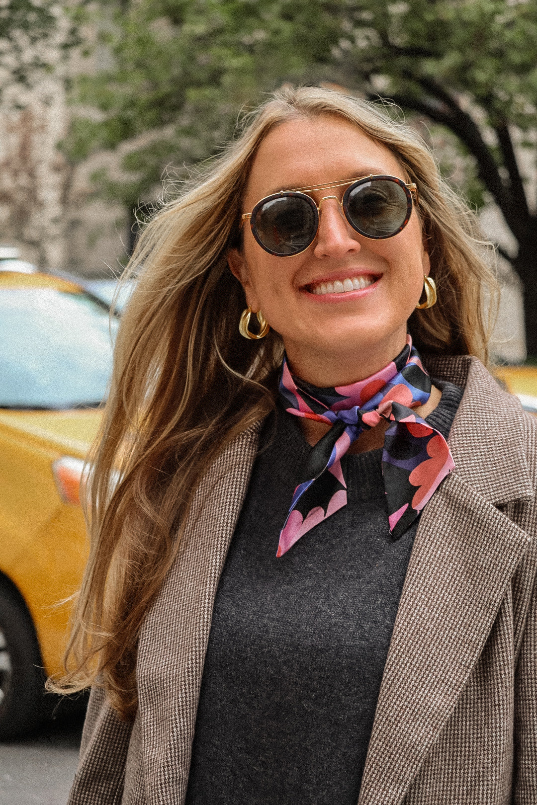 Abstract Blue Silk Scarf