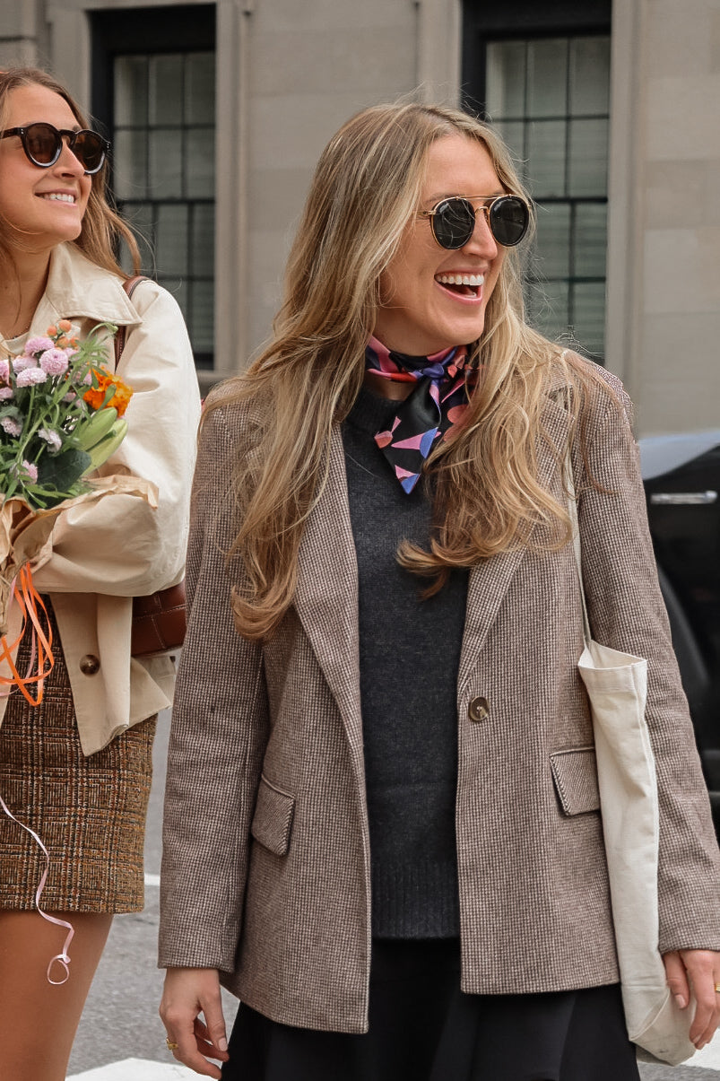 Abstract Blue Silk Scarf