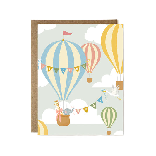 Hot Air Balloon Baby Card